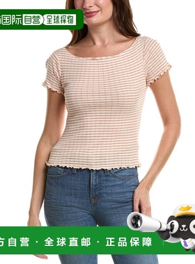 自营Project Social T Camille Striped Pointelle T-Shirt - whi