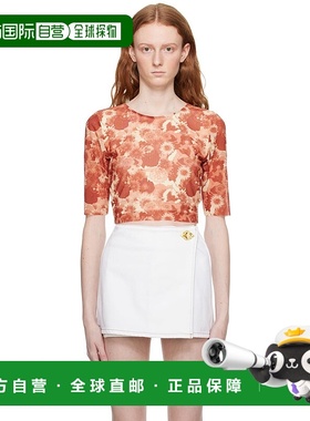 1h可退 香港直邮潮奢 GANNI 甘尼 女士 橙色印花 T 恤 T3371