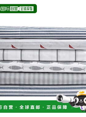 自营 Nautica Plot 黑色双人床单套装 - 黑色铁洗 美国奥莱直发