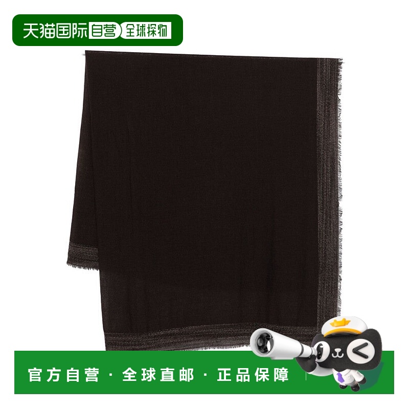 自营faliero sartiTextured Black Scarf With Fringed Edges - b