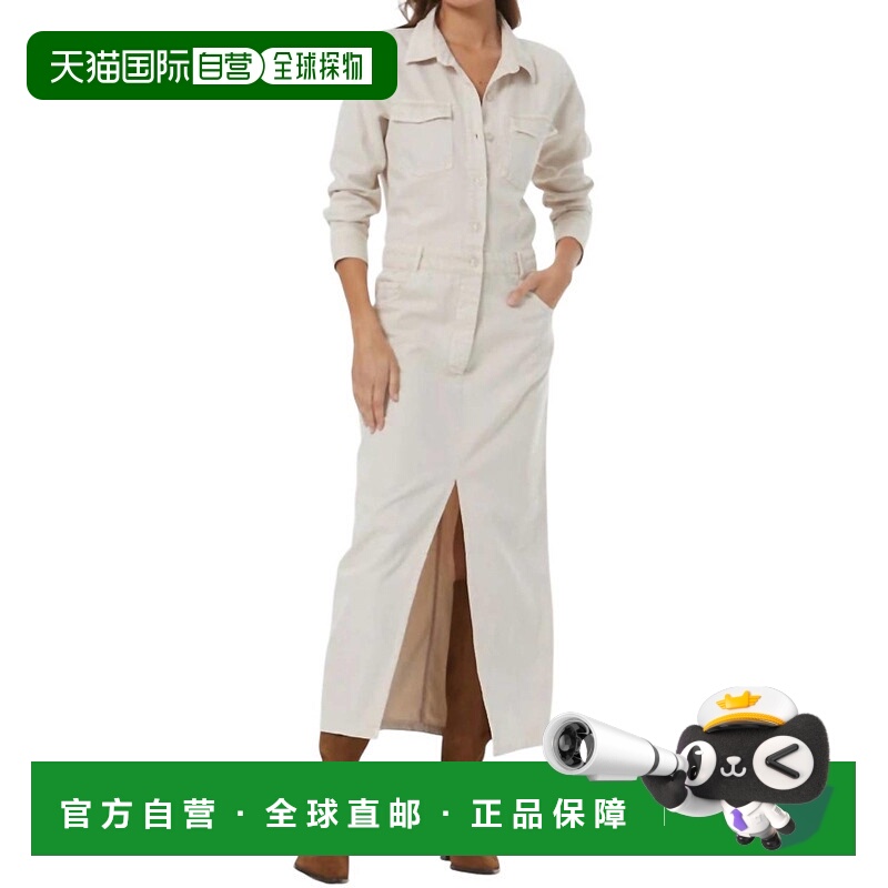 自营young fabulous & brokeBenson Denim Midi Dress In White -