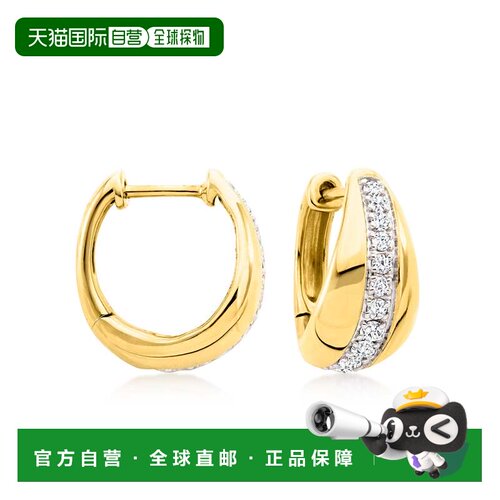 自营Ross-Simons Diamond Striped Hoop Earrings in 18kt Gold O