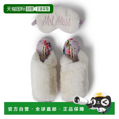 自营Dearfoams Women's Louise Fuzzy Cross Band Slide Slipper