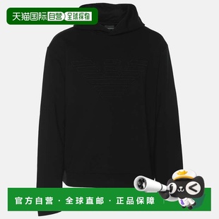 自营Emporio Armani Black Jersey Logo Embroidered Hoodie - bl