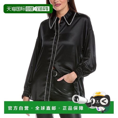 自营all saintsAllSaints Charli针织丝绸混纺衬衫-黑色 美国奥莱