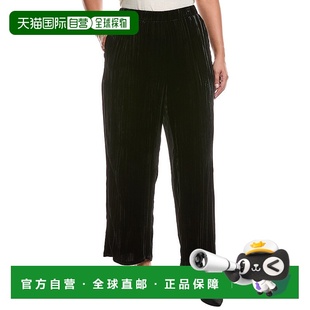 黑色 Plus真丝混纺宽脚踝长裤 美国奥莱直发 FISHER 自营EILEEN