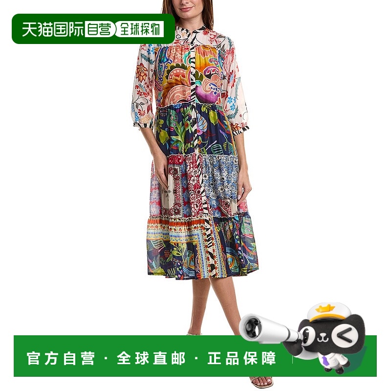 自营Johnny Was Regia Silk Tiered Dress - multi 美国奥莱直发