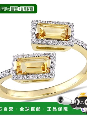 自营 mimi & max14k 金 3/4 CT TGW 长方形切割黄水晶和 1/4 CT T