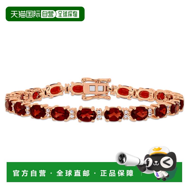 自营mimi & max19 5/8 克拉 TGW 石榴石和白色蓝宝石网球手链镀玫图片