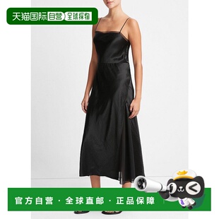 黑色 自营Vince 吊带连衣裙黑色 透明拼接中长方领无袖 美国 女式
