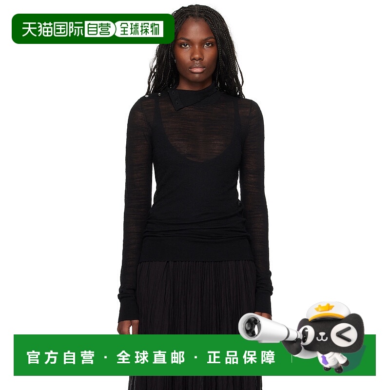 1h可退 香港直邮潮奢 TOTÊME 女士 黑色高领毛衣 244WRT0366YA010