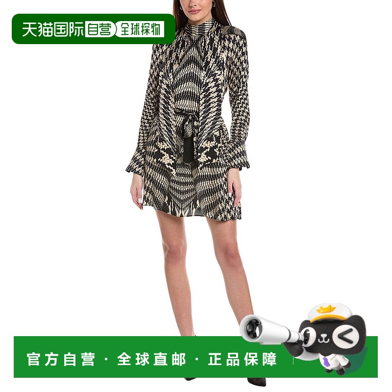 自营 Reiss Ester单印花翻转连衣裙-黑色 美国奥莱直发