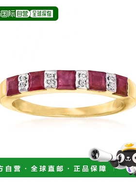 自营Ross-Simons 18kt 金镶钻红宝石戒指 - 红色 美国奥莱直发