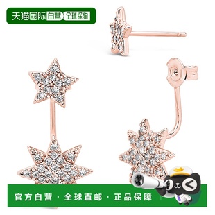 sterling foreverCZ Starburst Jacket 耳环-金色 - 玫瑰金 【美