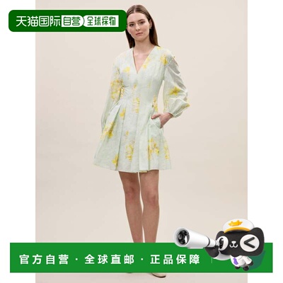 自营rebecca taylorYara Poplin Dress - sage combo 美国奥莱直