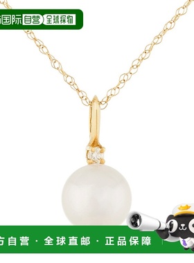 自营 splendid pearls14K 金钻石和淡水珍珠吊坠 - 白色 美国奥莱