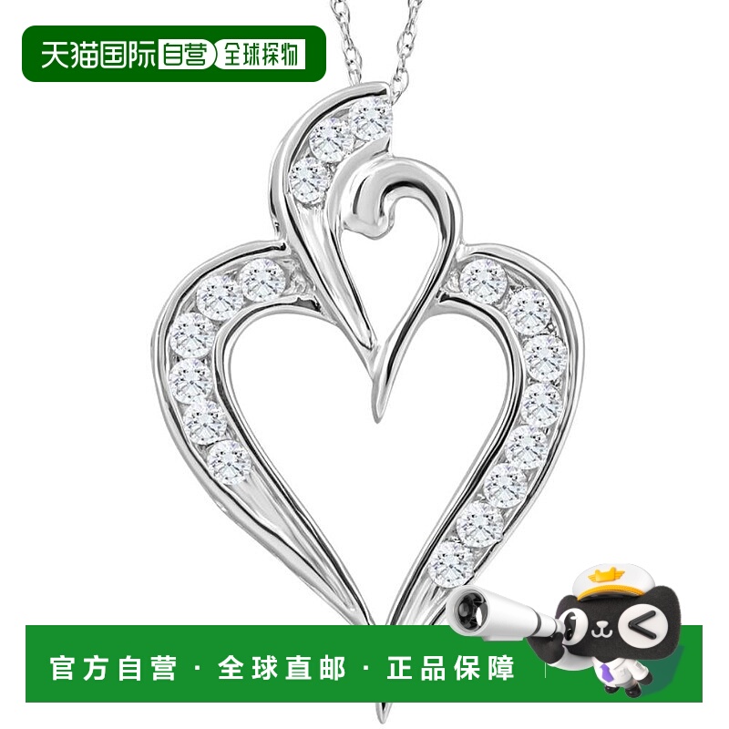 自营 pompeii310K 白金 1/2 克拉 TW 真钻石心形吊坠项链 1 英寸