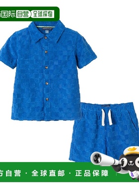 自营 andy & evanAndy&Evan 2件套带纹理的Terry短裤-蓝色 美国奥