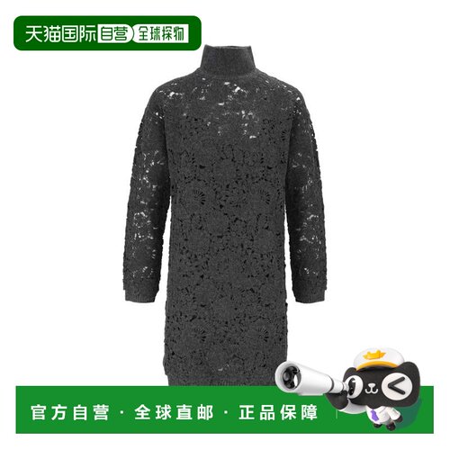 自营ermanno scervino碎花蕾丝高领连衣裙 + 内衣-黑色 美国奥莱