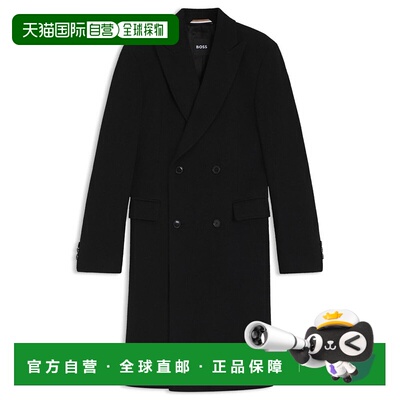 自营bossDouble-breasted coat in an alpaca blend - black 美国