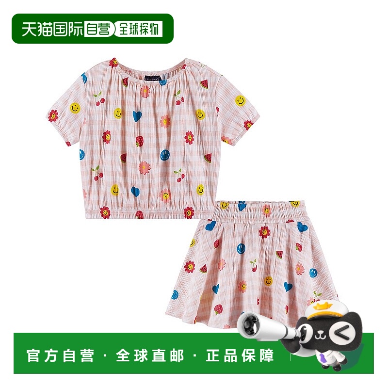 自营 andy & evanAndy&Evan Gingham/Icon球衣印花上衣和裙子套装