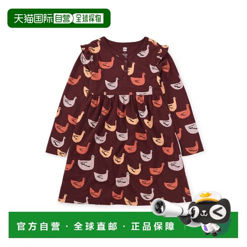 自营tea collection荷叶边亨利旋转连衣裙-go duck go 美国奥莱直