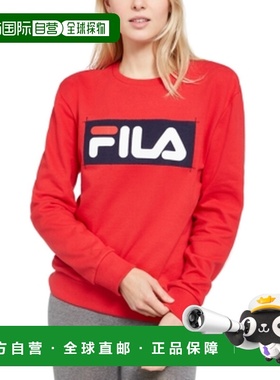 美国直邮Fila斐乐女士T恤长袖红色短款休闲百搭简约柔软时尚潮流