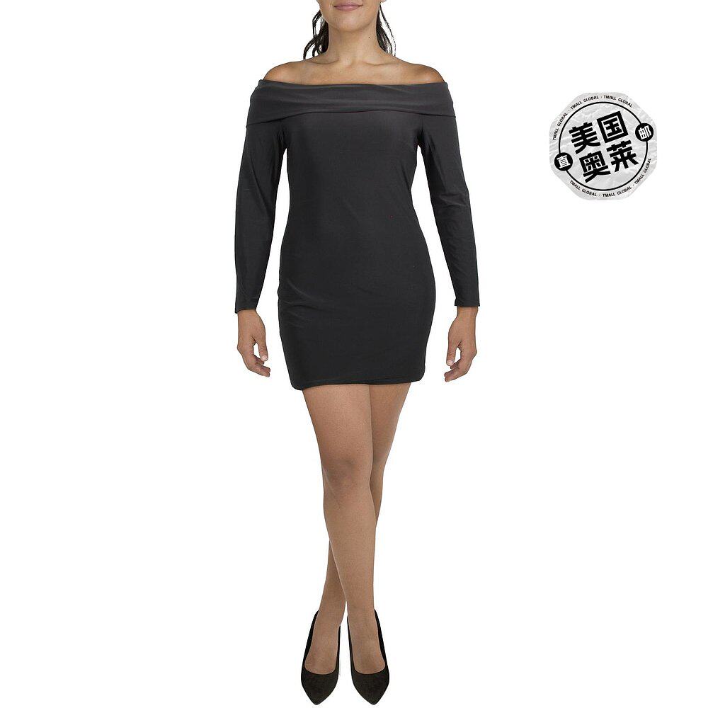 darlin女式露肩迷你鸡尾酒会礼服和派对礼服 黑色 【美国奥莱