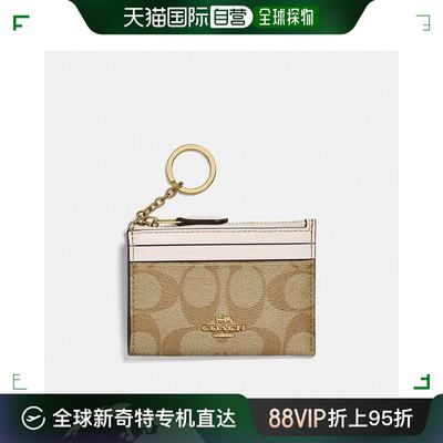 美国直邮COACH 迷你纤细 ID 保护套，采用标志性帆布 88208 金色/