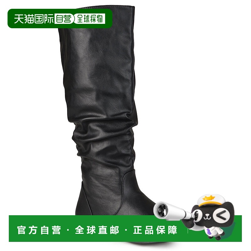 自营Journee Collection 女式宽小腿 Jayne 靴子 - 黑色 美国奥莱