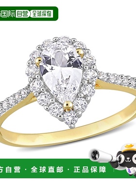 自营 mimi & max1 7/8 CT TGW 打造的白色蓝宝石光环泪滴形戒指镀