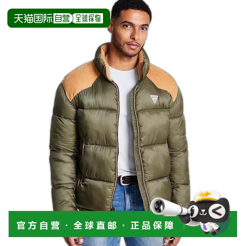 【美国直邮】GUESS 男士 Larry 面料拼接羽绒服 防风保暖 时尚舒