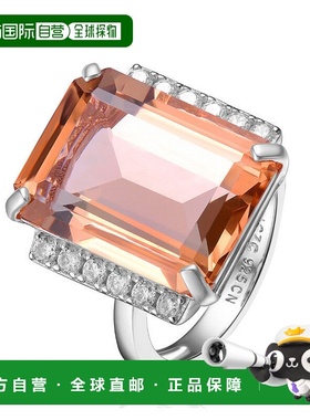 自营 genevive纯银镀白金摩根石和白色方晶锆石装饰戒指 - 摩根石