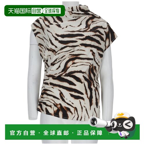 自营ganni动物纹交叉有机棉上衣-白色 女装 美国奥莱直发