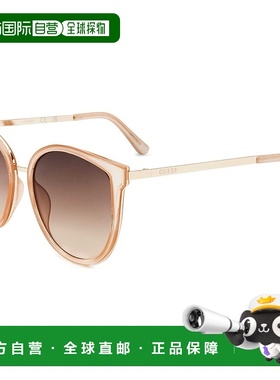 自营 Guess女式56毫米灰色太阳镜-闪亮的米色 美国奥莱直发