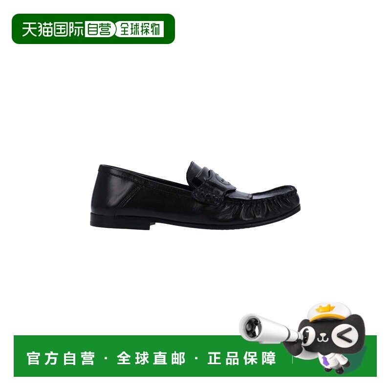 自营marni黑色抛光皮革软皮鞋-黑色 美国奥莱直发女鞋乐福鞋