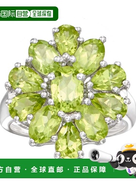自营 925 纯银 Ross-Simons 橄榄石簇状戒指 - 绿色 美国奥莱直发