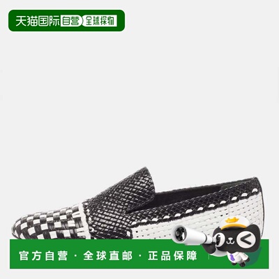 自营Stuart Weitzman Black/white Woven Leather Riviera Smokin