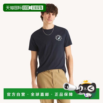 自营Nautica Mens Chill Sailing Graphic T-Shirt - navy seas