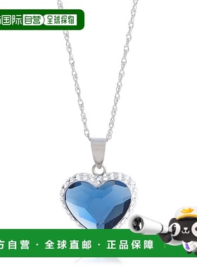 自营 max + stone纯银蓝白施华洛世奇水晶心形吊坠 - 蓝色 美国奥