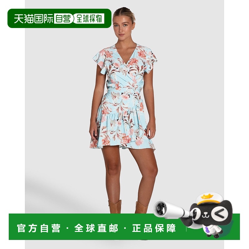 自营 belle & bloomLove Shack迷你裹身连衣裙-浅蓝色 美国奥莱直