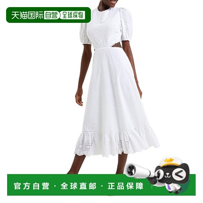 自营 French Connection 女式 Esse 孔眼刺绣镂空棉质连衣裙，夏