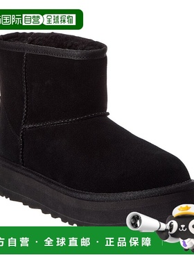 自营UGG Kids Classic Mini Platform Suede Boot - black 美国奥