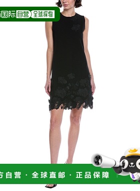 自营Oscar de la Renta Lace Hem Trapeze Shift Dress - black