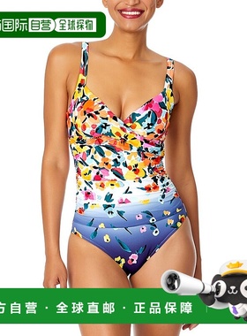 自营Anne Cole Drape Front Underwire One-Piece - multi 美国奥