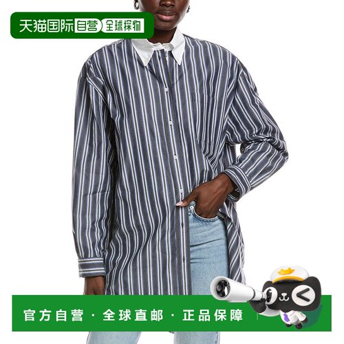 美国直邮自营Sandro迷你衬衫裙-蓝色 美国奥莱直发连衣裙