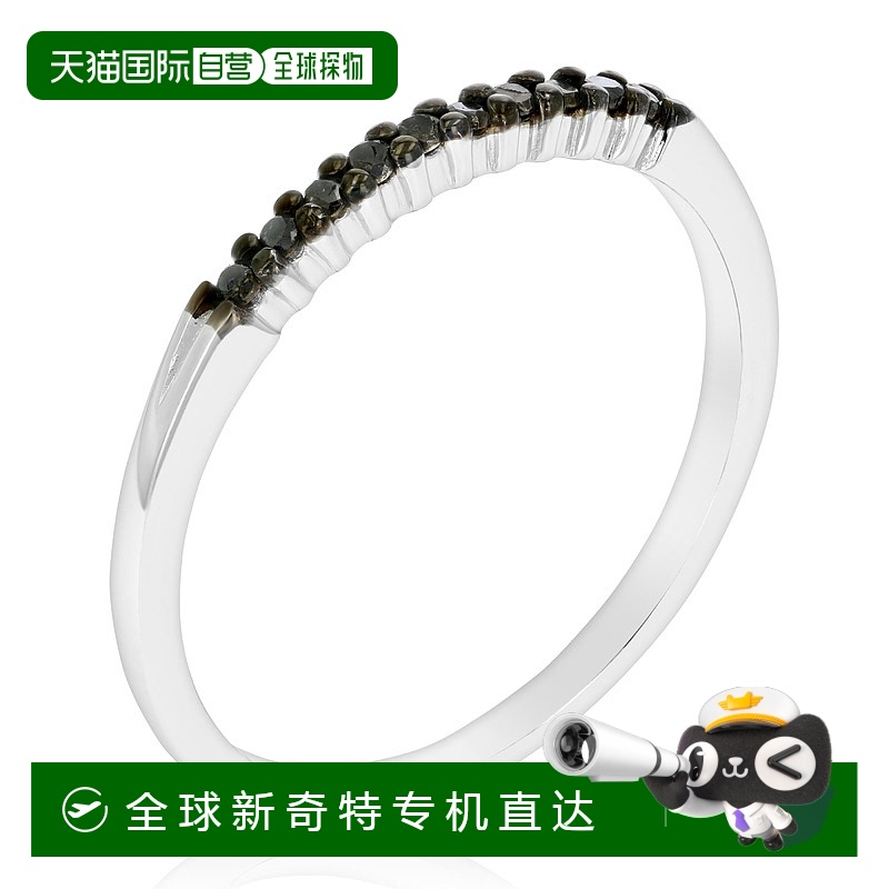 自营vir jewels 1/10 克拉黑色钻石戒指结婚戒指 .925 纯银 10 石