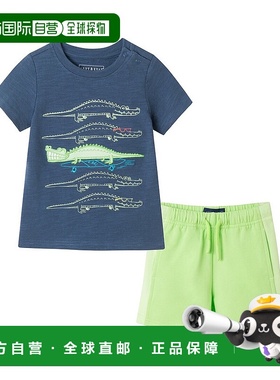 自营andy & evanAndy&Evan Slub Croc贴花图案T恤和短裤-蓝色 美