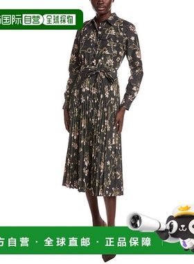 自营Derek Lam 10 Crosby Kenza褶皱迷笛连衣裙-黑色 美国奥莱直