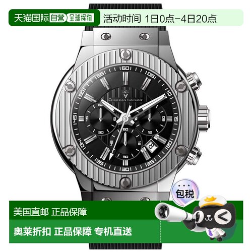 自营Christian Van Sant Men's Monarchy Black Round 46mm - bla